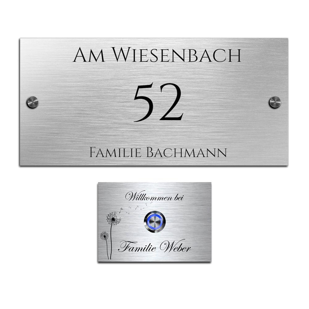 Personalisierte Haustürklingelplatte aus Edelstahl Familie Name GRAVUR Türschild 