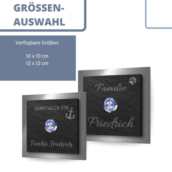 türklingel aus schiefer und edelstahl mit gravur klingel ab 10x10 cm klingelplatten klingelknopf graviert wunschtext familienname