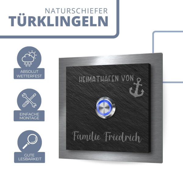 türklingel aus schiefer und edelstahl mit gravur klingel ab 10x10 cm personalisierte schiefer klingel gravur doorbell