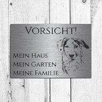 Büro-Aluminium-Edelstahl-Optik-Schild-15 x 10 cm-Warnschild-Hund-Hinweisschild 