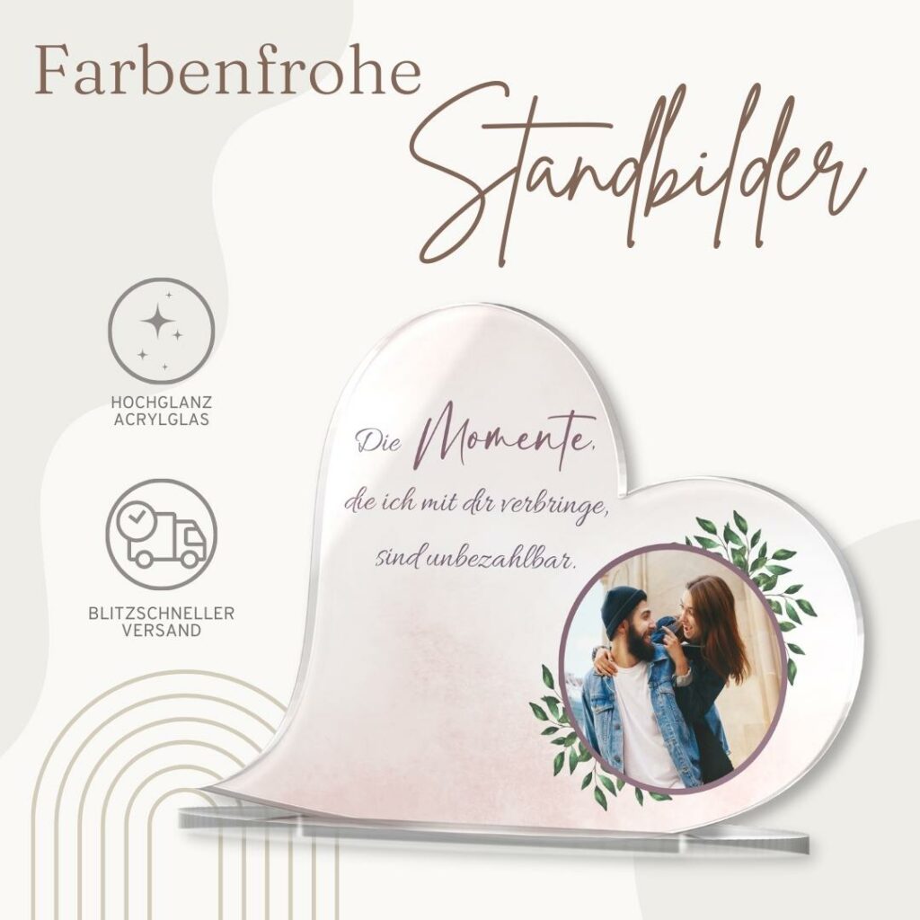 standbild in herzform mit foto und text