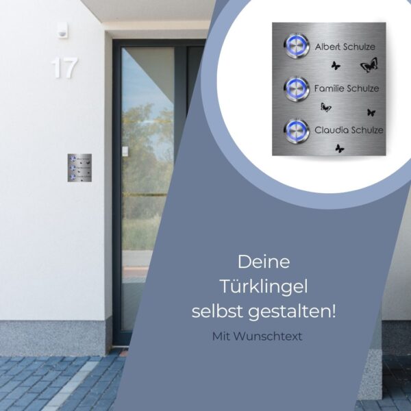 klingelschild mit drei klingelknöpfen