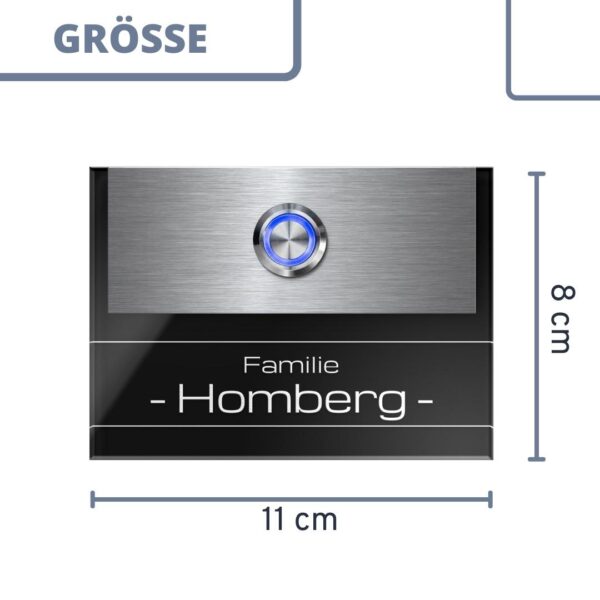 klingel mit gravur und led taster klingelplatte 11x8 cm tuerklingel edlestahl acryl individuell groesse 4