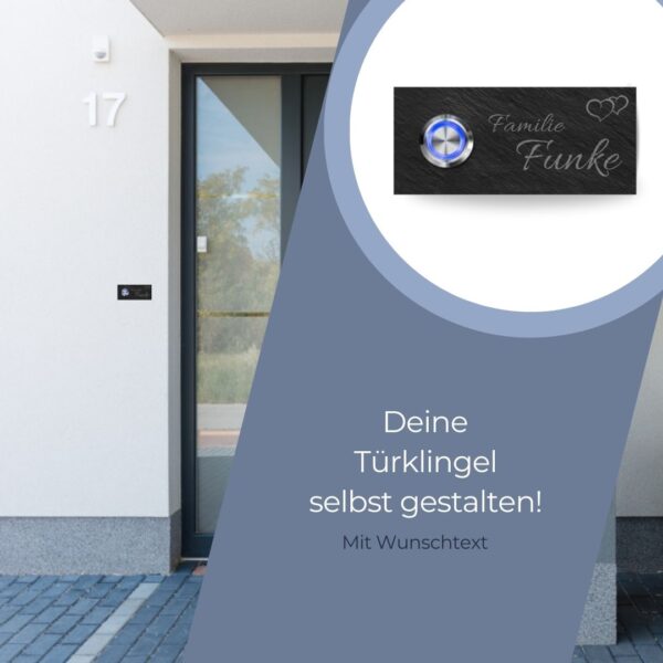 türklingel aus naturschiefer mit motivgravur und led-taster einfamilienhaus klingelplatte gravur schiefer led