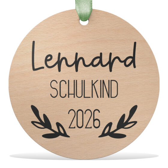 Anhänger für die Einschulung mit Blatt Design