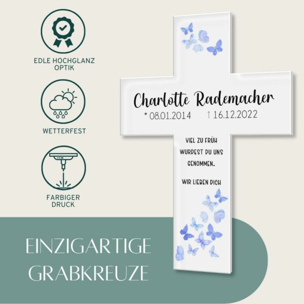 personalisiertes grabkreuz aus acrylglas