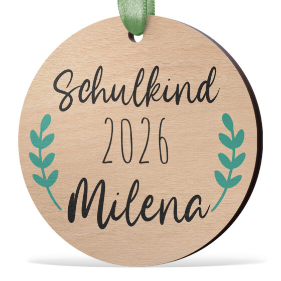 Schultüten Anhänger für Kinder aus Holz bunt bedruckt