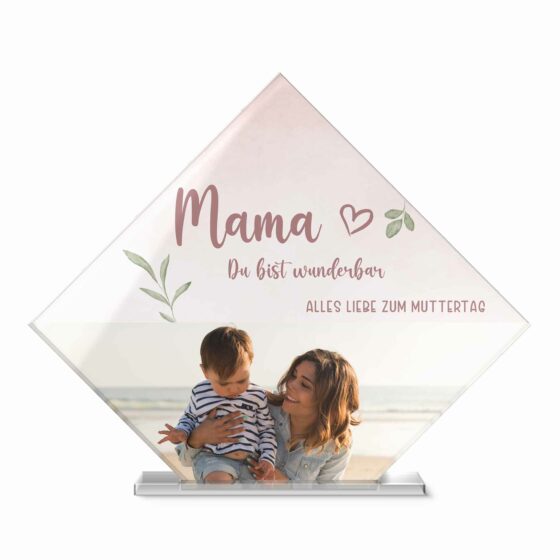 Standfigur in Rautenform zum Muttertag mit Foto und Text