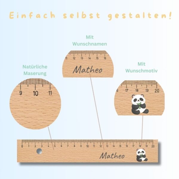 holz lineal bunt bedruckt für kinder aus echtholz holzlineal personalisiert grundschule