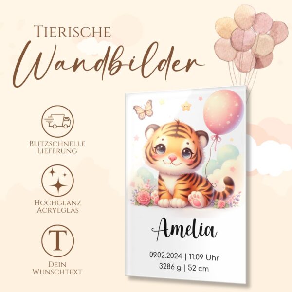 tier wandbilder für das kinderzimmer mit namen in 40x60 cm wandbild kinderzimmer kind schlafzimmer acrylglas