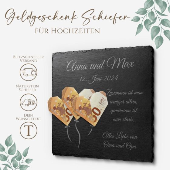 Personalisiertes Schiefer Geldgeschenk