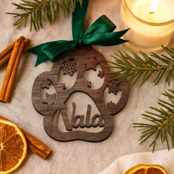 Christbaumkugel Pfote aus Holz