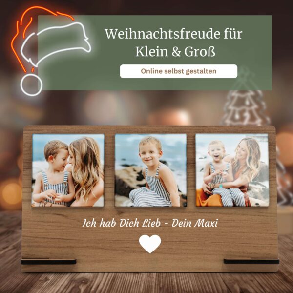 Echtholz Deko 28x16 cm personalisierbar mit Fotos, Text und Motiven individuell holzaufsteller fotodisplay fotogeschenk echtholz scaled