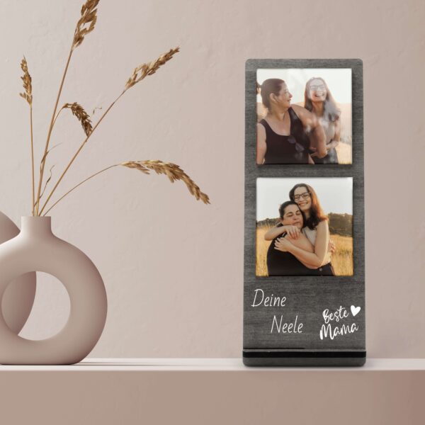 Holz Fotoaufsteller mit Acrylglasbildern & individuellem Text personalisiert fotodisplay echtholz foto fotogeschenk scaled