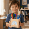 Stiftehalter aus Holz mit Namen und Regenbogen – Bild 5
