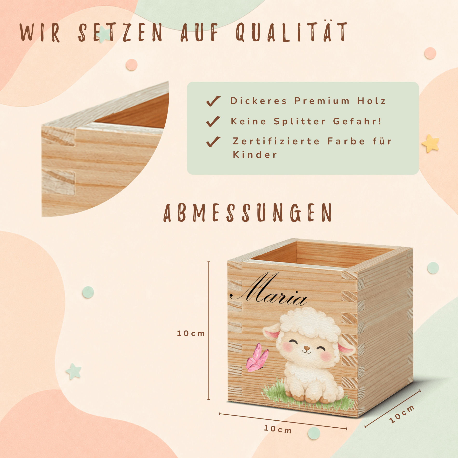 personalisierter-stiftebecher-jungen-maedchen Kinder Stiftehalter aus Holz personalisiert mit Namen – Bild 5